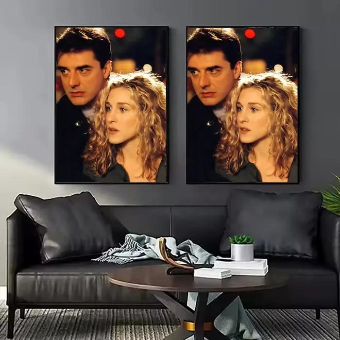 S-Sex and the City - Affiche encadrée sur toile de Carrie et Mr Big