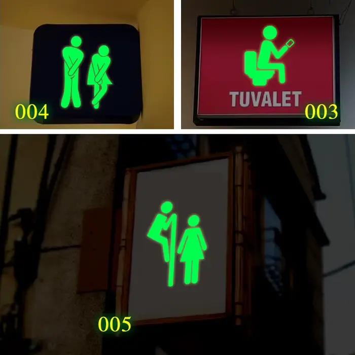 Autocollant mural lumineux pour porte de toilettes