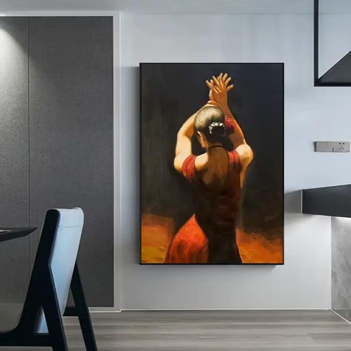 Peintures sur toile suspendues pour hôtel, peinture de danseuse de salon, peinture à l'huile de femme Latina, peinture peinte à la main de haute qualité