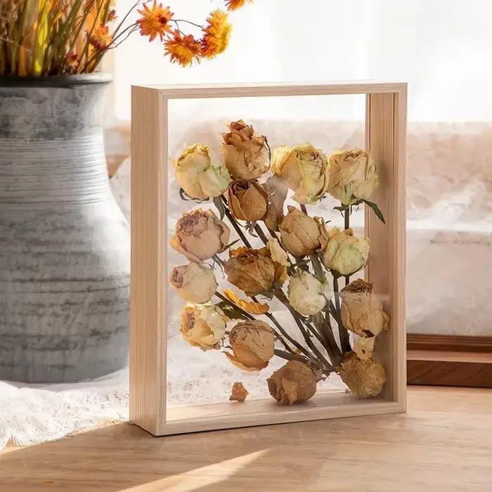 Boîte d'ombre en bois transparente profonde