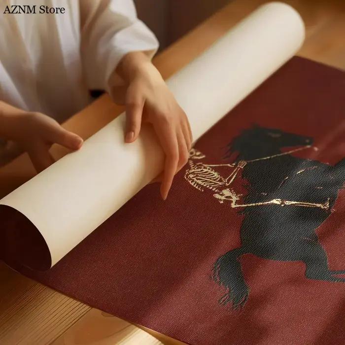 Squelette Cowboy Illustration Bucking Bronco Impression Gothique Décoration Murale Cheval Affiche Art Quirky Western