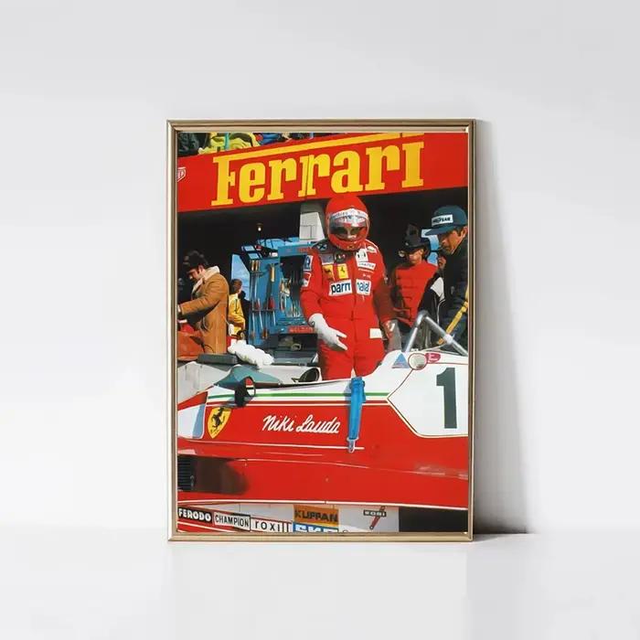 Affiche F1 de voiture de sport esthétique Vintage
