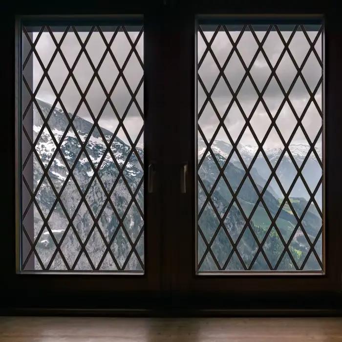 Film de Vitrail Transparent, Autocollant en Verre, Style Fer, Ligne Noire, Porte de Bureau, Anticollision, Décoration de Maison