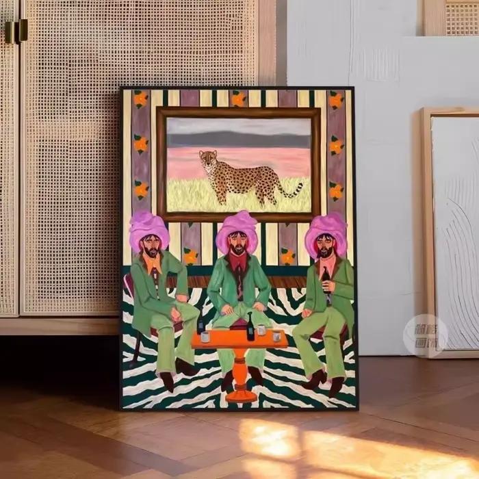 Peinture sur toile sans cadre de style rétro français, avec une touche haut de gamme, idéale pour la décoration de couloirs de restaurant, cadeau de vacances