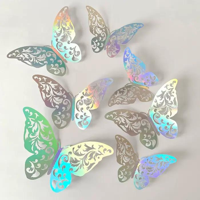 Papier peint papillons creux multicolores