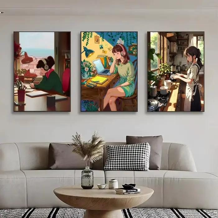 Poster d'art mural imprimé de l'anime Lofi Girl Spain Edition