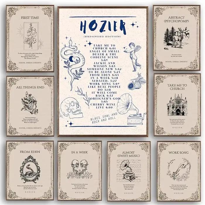 Hozier Music Star chanteur chanson paroles rétro affiche toile mur Art dans une semaine peintures pour Club Bar décor à la maison