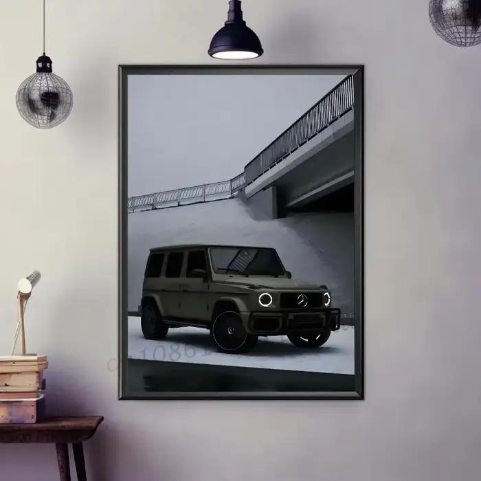 Toile imprimée d'art de voiture de luxe noir et blanc