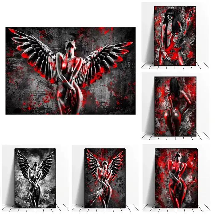 Impression sur toile de femme nue sexy rouge