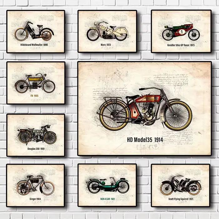 Affiche de moto classique rétro Megola 1920 Kreidler 50cc GP Racer 197