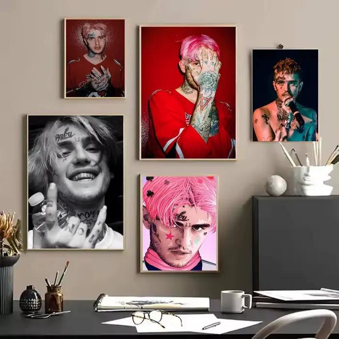 Lil Peep affiche auto-adhésive Art papier imperméable autocollant café maison Bar dortoir décoration murale
