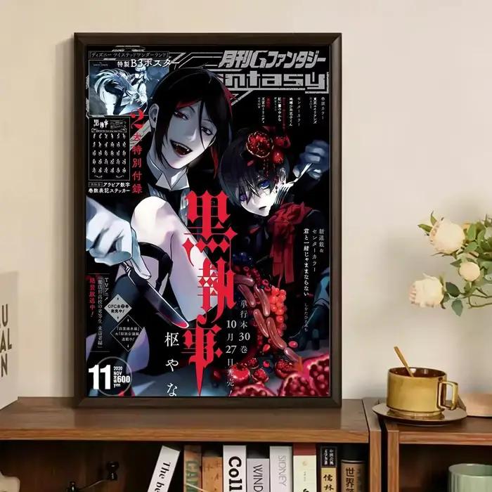 Affiche murale sur toile avec peinture et calligraphie Anime B-black Butler