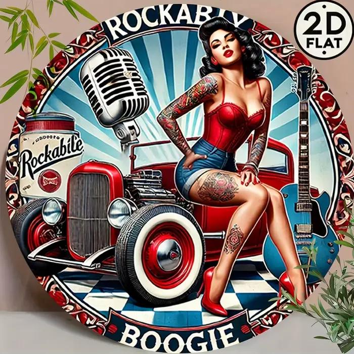 Décoration murale en métal vintage Rockabilly Rock 'n' Roll - Affiche rétro des années 1950 d'une groupe