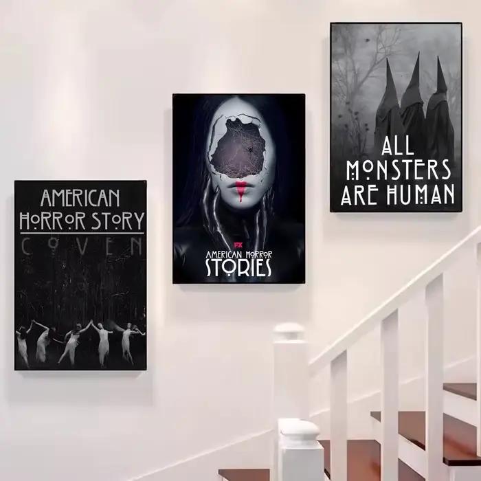 Affiche murale d'art gothique grotesque inspirée de l'anthologie américaine d'histoires d'horreur pour le salon