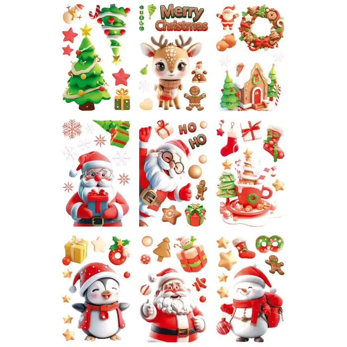 Autocollants Électrostatiques de Fenêtre de Noël