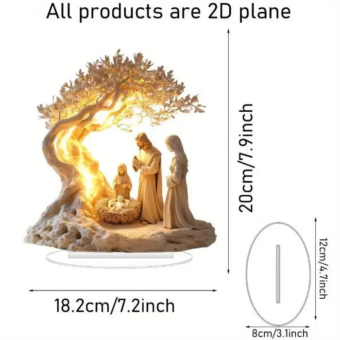 Crèche de table dans un décor de Noël plat en acrylique représente la naissance de Jésus