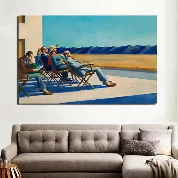 Affiche Edward Hopper, images modulaires de personnes au soleil