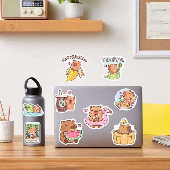 Autocollant Capybara de dessin animé mignon
