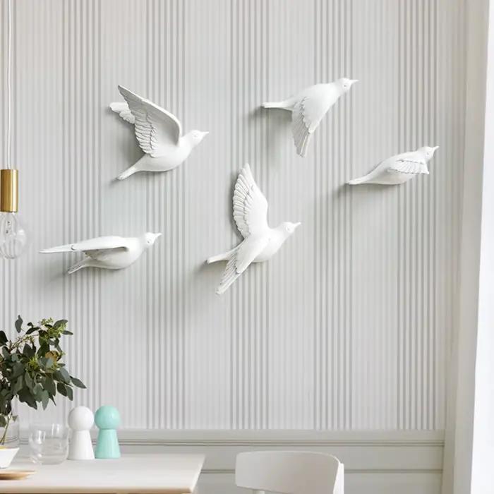 Autocollants muraux créatifs d'oiseaux en résine 3d
