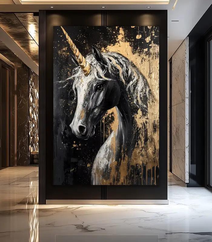 Peinture sur toile Fox Elephant Eagle, impression d'animaux noir et or, affiche, décoration d'animaux sauvages de luxe, décoration abstraite moderne dorée pour la maison