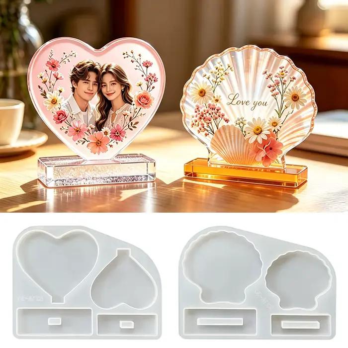 S0273 Moules en silicone pour cadre photo en forme de cœur