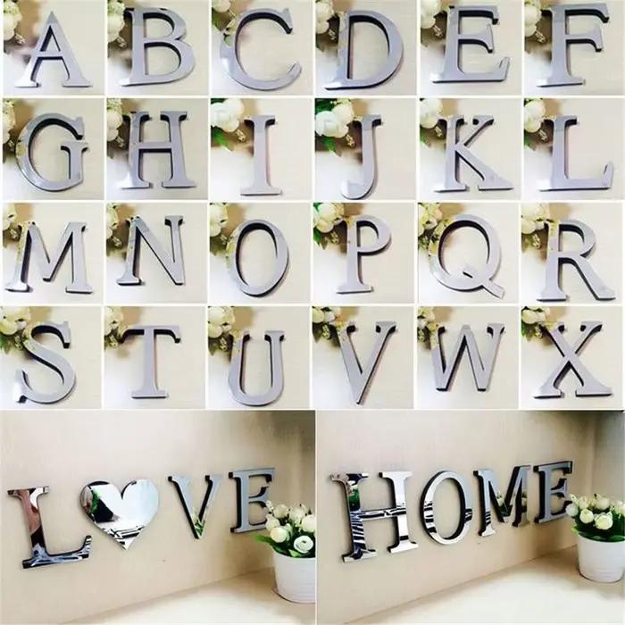 Autocollant Mural de Surface de miroir en acrylique avec lettres anglaises
