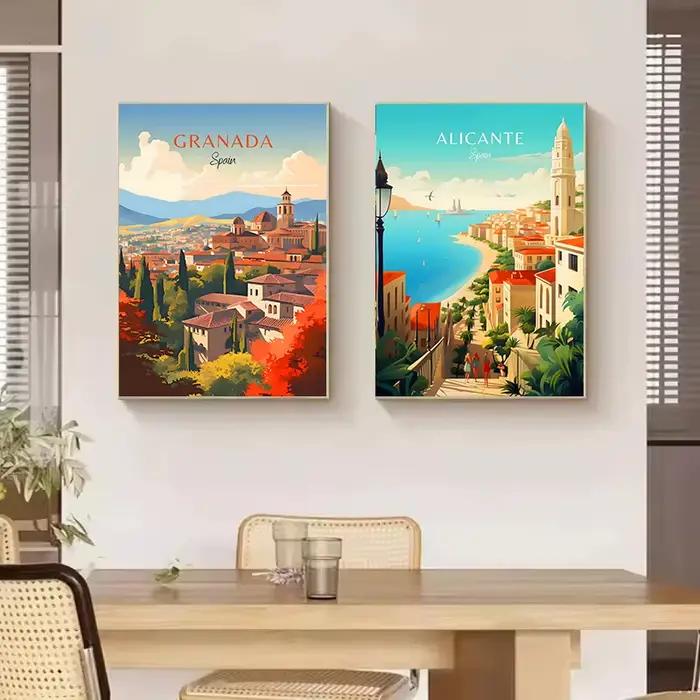Espagne voyage Paris Gran Canaria Barcelone Madrid Granada affiche toile peinture mur Art photo pour salon décor à la maison