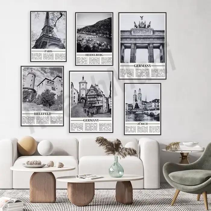 Affiche de voyage en noir et blanc