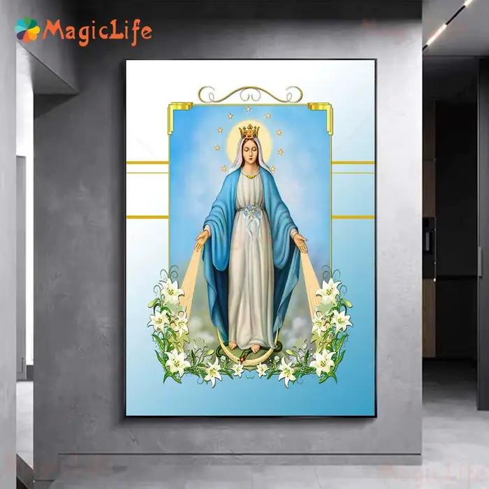 Notre-dame du chapelet Art religieux impression Saints catholiques mur Art toile peinture la vierge et l'enfant affiche