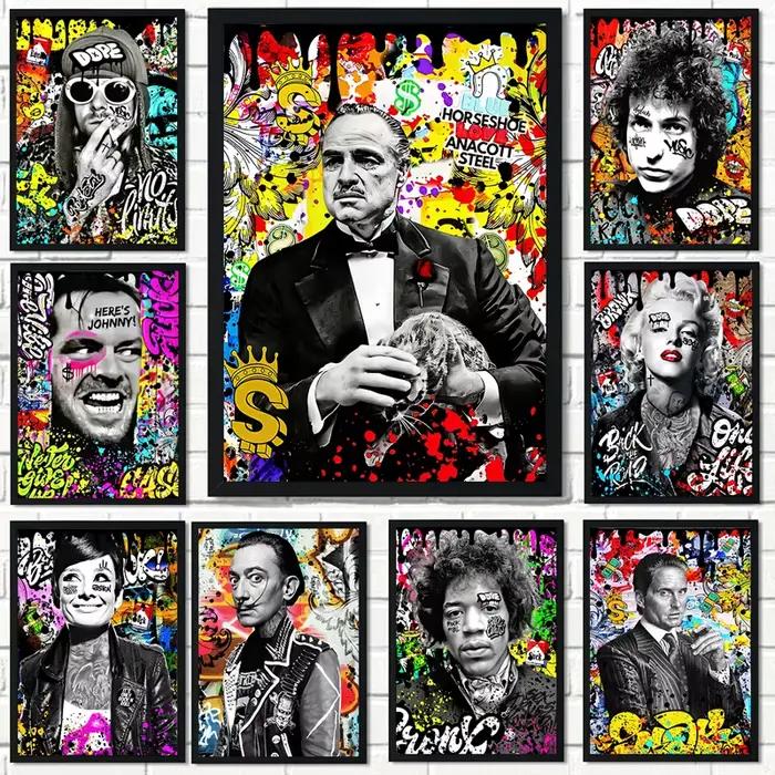 Graffiti Pop œuvre célèbre Portrait toile peinture affiches rue mur Art photo pour salon décoration de la maison