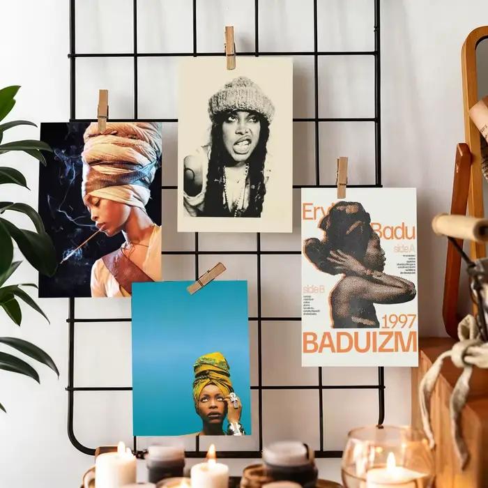 E-erykah Badu américain chanteur-graveur affiche auto-adhésif Art papier imperméable autocollant café maison décoration murale