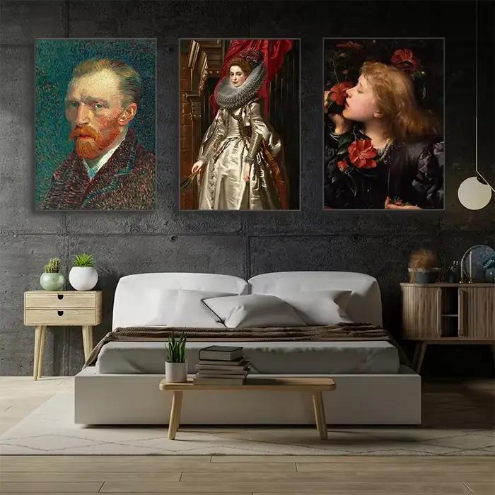 Affiche de Portrait de figurine célèbre Vintage Van Gogh Mona Lisa