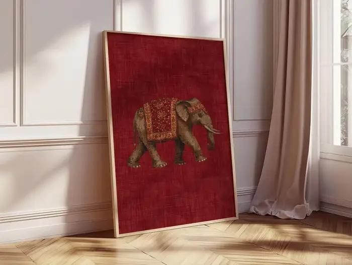 Impression de motif d'éléphant indien