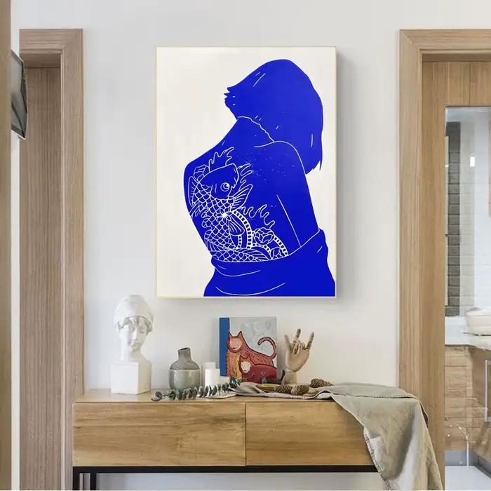 Affiche d'art mural simple bleu Klein abstrait