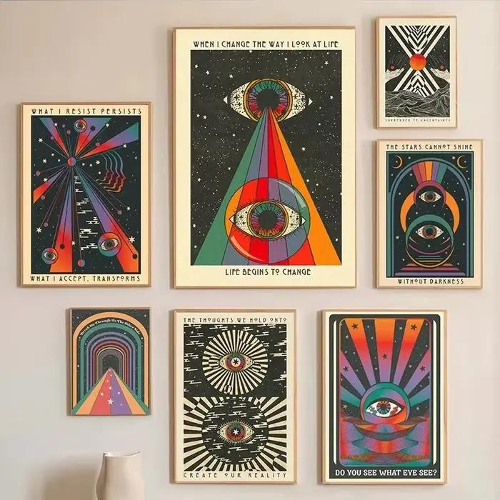 Peinture sur toile rétro bohème psychédélique des années 70