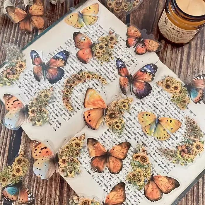 30 pièces papillon fleur thème bricolage autocollants décoratifs Pack