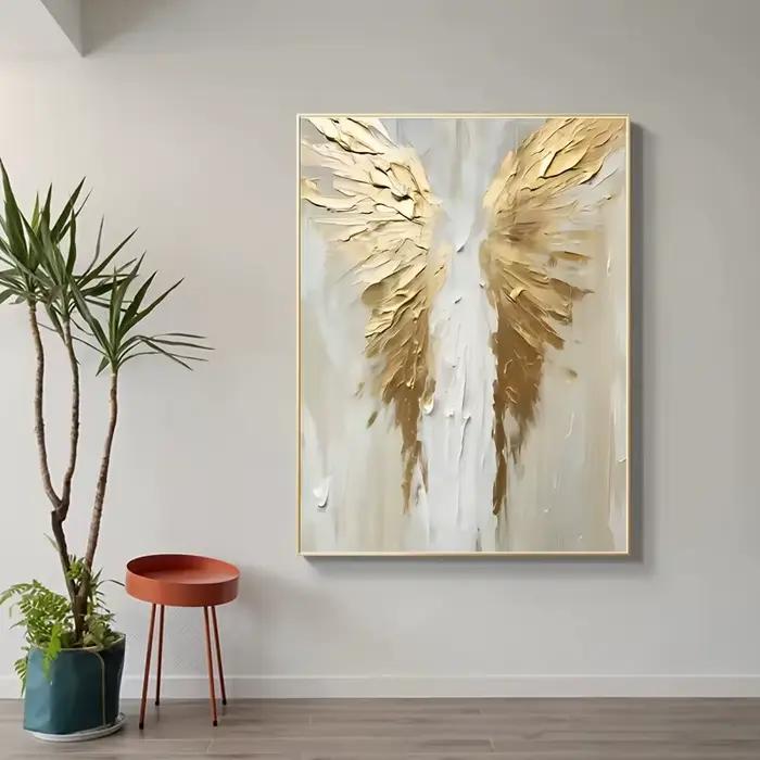 Peinture sur toile imprimée ailes dorées