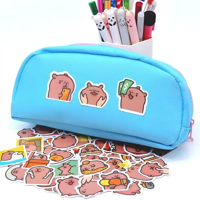 10/50/100 pièces Capybaras autocollants dessin animé mignon décalcomanies jouet papeterie guitare téléphone vélo ordinateur portable bagages voiture Graffiti enfants autocollant