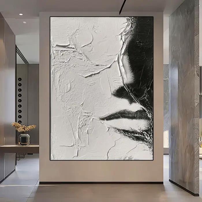 Toile d'art abstrait noir et blanc pour visage féminin, peinture minimaliste, affiches esthétiques imprimées, décoration de salon moderne pour la maison