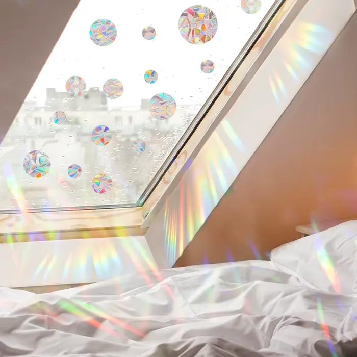 12 Styles de Prisme Électrostatique DIY pour Vitres et Murs, Effet Arc-en-ciel, Motifs Chat, Oiseau, Étoile, Champignon, Lune, Soleil