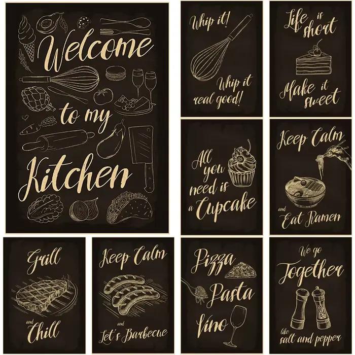 Affiches de tableau noir de nourriture de cuisine vintage