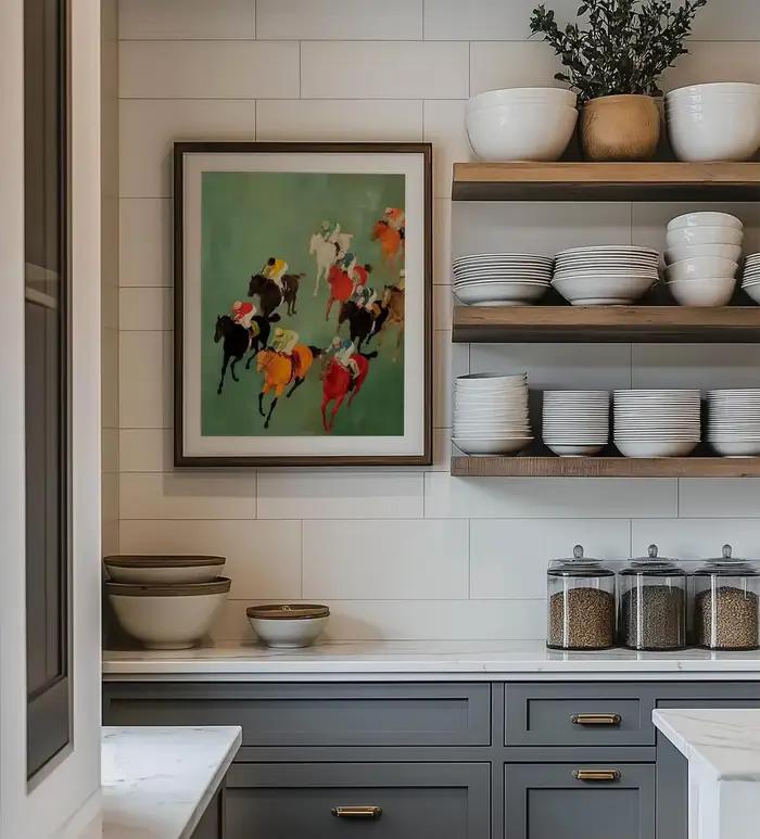Art mural imprimable sur le thème des courses de chevaux vintage | Décoration d'intérieur équestre moderne | Téléchargement numérique Colorful Jockeys | Impression d'art éclatante