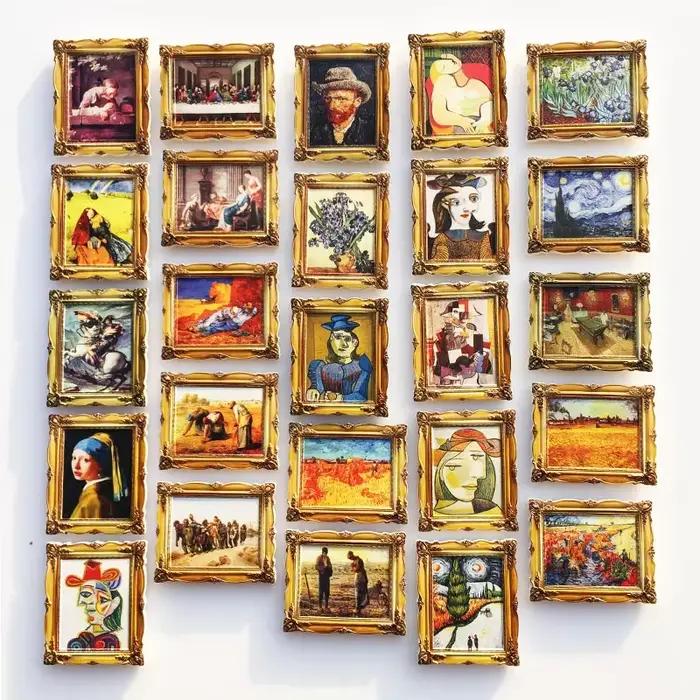 Van Gogh Picasso peinture à l'huile UV cadre Photo peintures de renommée mondiale 3d aimants de réfrigérateur décoration de la maison Collection cadeaux
