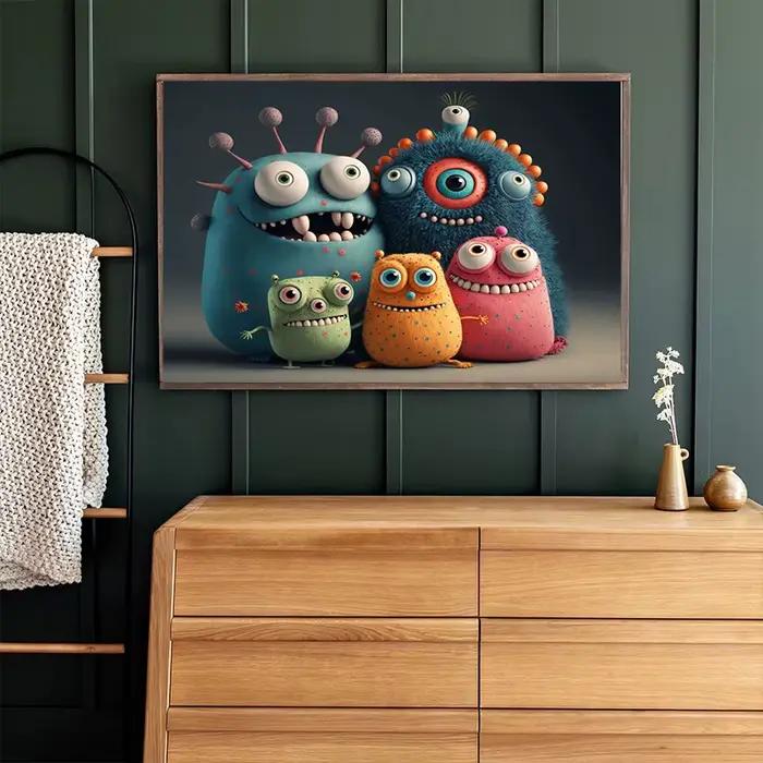 Affiche d'art mural de poisson de dessin animé animal drôle sans cadre