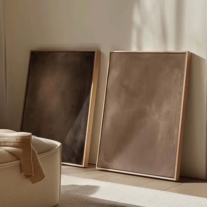 Ensemble d'art mural sur toile Wabi Sabi marron foncé