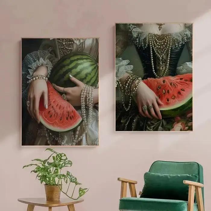 Tableaux sur toile de femmes victoriennes maximalistes, portraits d'art baroque, affiches de mode rétro, décorations murales pour la maison