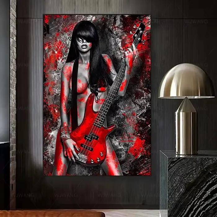 Impression sur toile de femme nue sexy rouge