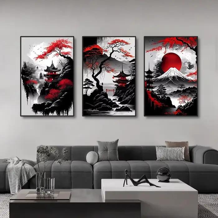 Affiche d'art mural de paysage naturel de Style japonais Vintage