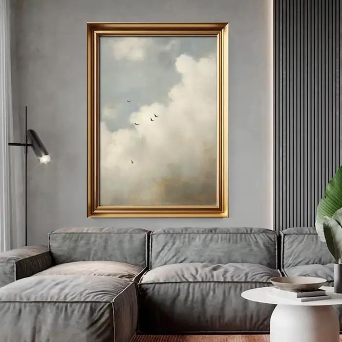 Affiche Vintage nuage et oiseaux