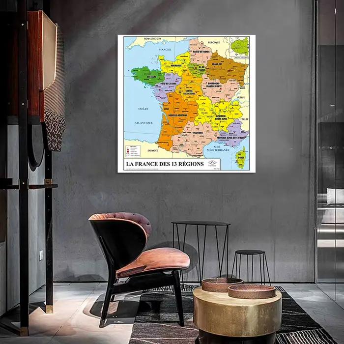 Affiche murale et imprimés de carte de la France en français